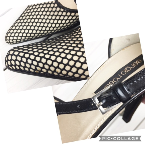 Sergio Rossi Black Fishnet D'orsay Heels 35.5 - Picture 8 of 8